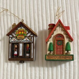 Hallmark Festive Holiday House Ornaments - Brown, Red, Green